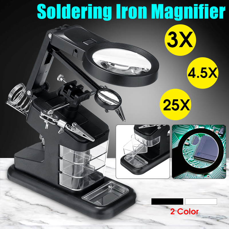 Durable Soldering Iron Station Stand Welding Magnifying Glass Clip Clamp 3 Hand Helping Desktop Magnifier Soldering Repair Tool