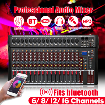 6/8/12/16 Channels Professional Studio Audio Mixer bluetooth USB DJ Sound Mixing Console 48V Phantom Powers Monitor Amplifier