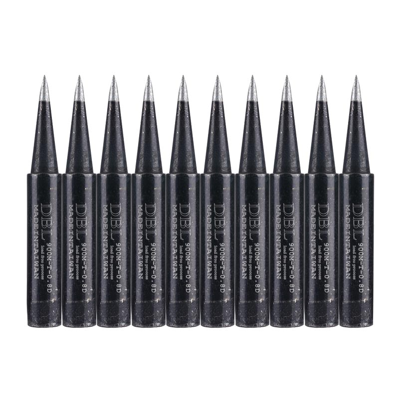 10Pcs/Lot Lead-free Black Soldering Iron Tips 900M-T-0.8D Replaceable Solder Tips For 936 Soldering Station