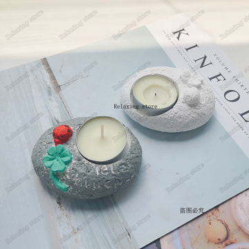 Oval Stone Concrete Silicone Mold Ladybug Candle Holder Plaster Gypsum Mould For Decoration Candlestick Cement Clay Molds