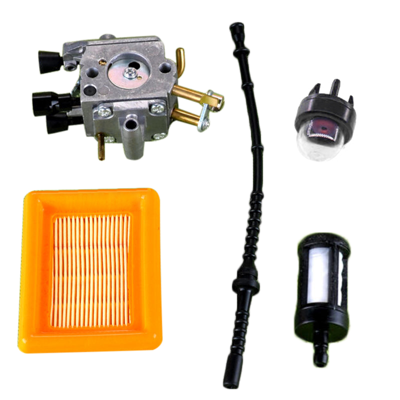5pcs Carb Carburetor Air Fuel Filter Kit Power Engine Tools For STIHL FS400 FS450 FS480 String Trimmer Parts