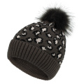 New fashion warm hat leopard wool knitted hat extra large ball cap Woman Chunky Thick Stretchy Hats Sports Caps for women