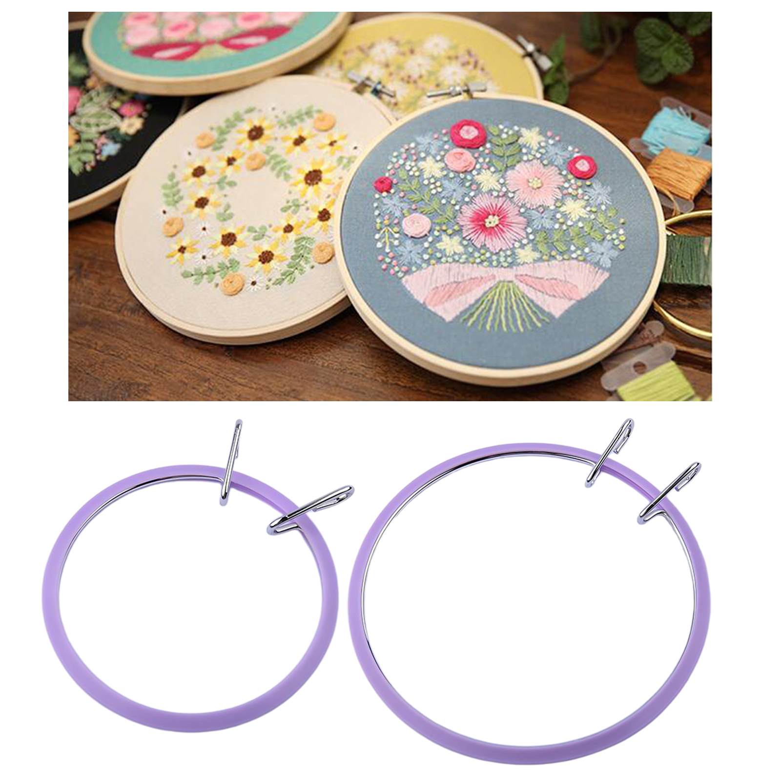 Spring Tension Embroidery Hoop Tool Manual Accessories Embroidery Frame Circle Art Craft Cross Stitch Sewing Supplies