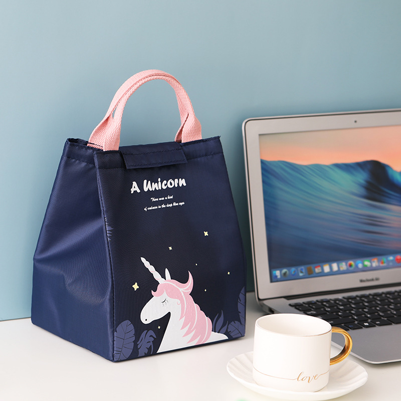 New Cute Cartoon Unicorn Lunch Bag Kids Women Thermal Cooler Bag Insulated Waterproof Tote Carry Storage Picnic Bento Pouch