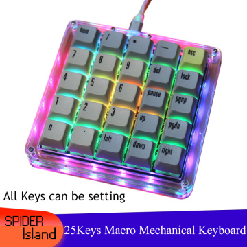 25Keys Macro Keyboard Kit Programming Programmable Keypad RGB Backlight Hot Swap Mechanical Keyboard Setting gateron no keycap