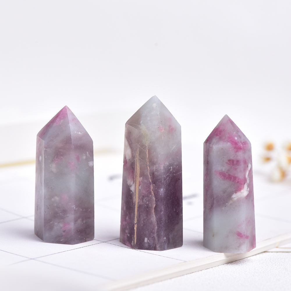 35-45mm 1PC Natural Plum blossom tourmaline crystal point for Home Decoration Mineral DIY Gift