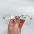 Retro Fashion Vintage Glasses Women Clear Lens Eyewear Oval Nerd Glass Frame Attractive Party Selfie Pose Lady Soild Glasses
