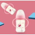 Cute Baby Bottle with Straw Infant Newborn Children Learn Feeding Drinking Bottle Kids Wide Caliber PP Milk Bottles 240/320ml