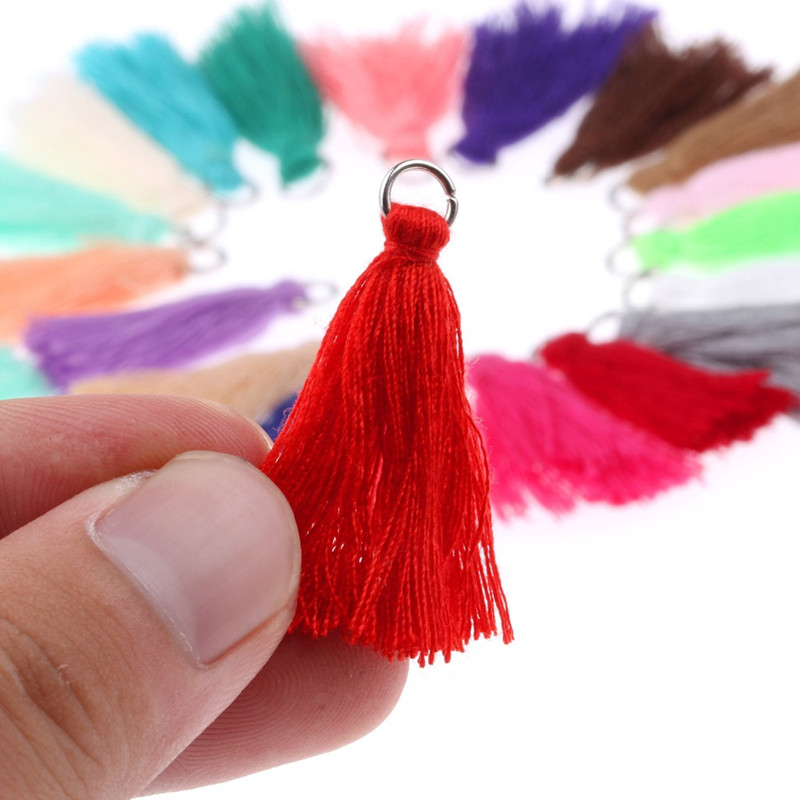 50Pcs Color Mini Tassel Fringe DIY Handmade Material Cotton Cord Tassel Trim Garments Curtains Decorative Tassels Lace Ribbon