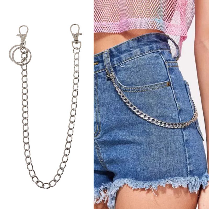 1 Pc 16" Punk Belt Wallet Chain Waist Pants Chain Pocket Chain with Keyring Jewerly