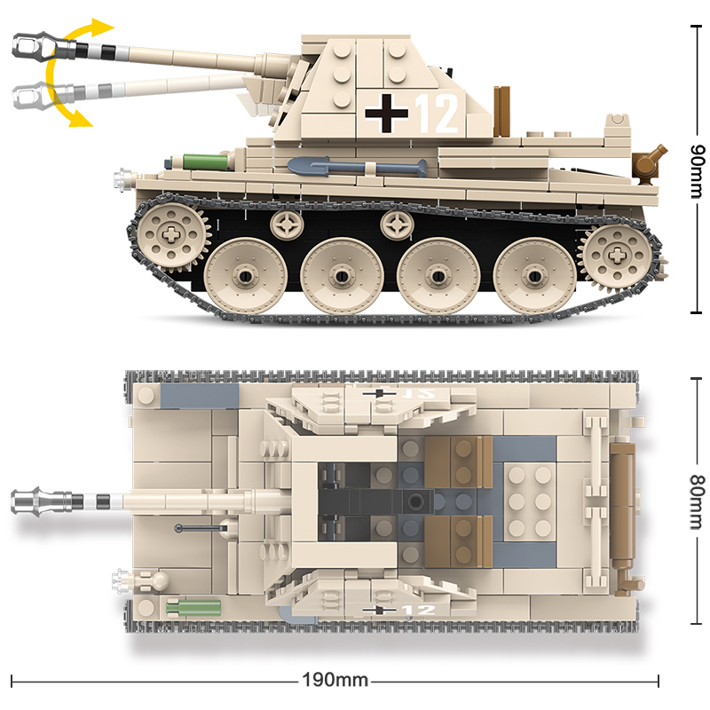 608PCS WW2 Military German Weasel tank Building Blocks Military Self propelled anti tank gun weapon Bricks Kids Toy For Children