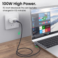 100W Type C to USB C PD Fast Charging Cable QC 4.0 Quick Charge for Mac Huawei Laptop Samsung 60W QC 3.0 Fast Charging Cord