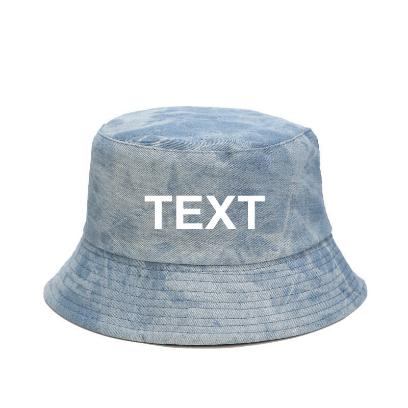 DIY LOGO Bucket Hat Women Summer Hats and Caps Washed Denim Bucket Hat Hip Hop Solid Wide Brim Cotton Beach Custom Logo Hat