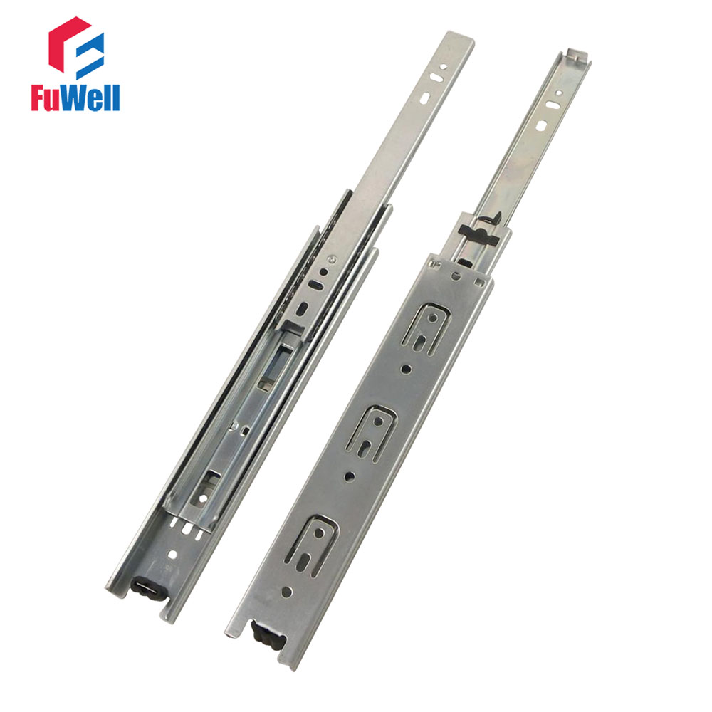 2pcs Drawer Slides Rail 38mm Width 9/11/13inch Length Cold-Rolled Steel Fold Telescopic Ball Bearing Drawer Sliding Runner