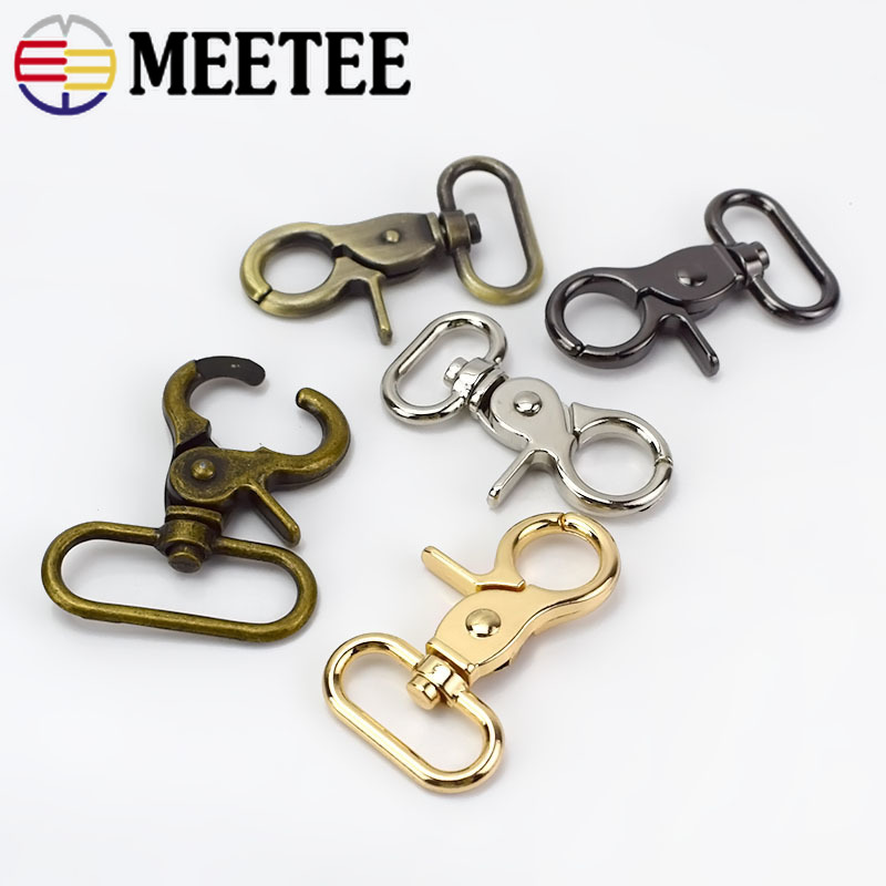 4/10pcs Meetee 20-50mm Metal Strap Buckles for Bags Dog Collar Lobster Clasps Swivel Snap Hooks DIY Keychain Sewing Accessories