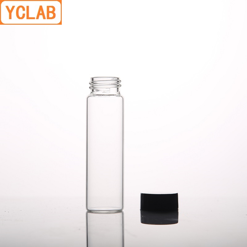 YCLAB 100PCS 10mL Glass Sample Bottle Serum Bottle Transparent Screw with Plastic Cap and PE Pad Laboratory Chemistry Equipment