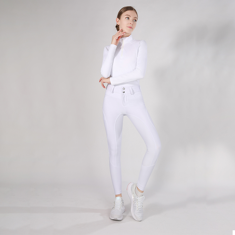 Durable Silicone Stretchy Equestrian Jodhpur Breeches White