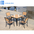 Promotional plastic wood Furniture 4 Seats Outdoor Dining Set