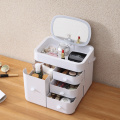 Makeup organizer cosmetic storage box with LED mirror multilayer storage simple style dustproof and moistureproof jewelry box