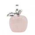 Handmade Craved 20MM Rose Quartz Apple Pendant Necklace