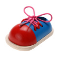 1pcs Children Toys Wooden Toys Toddler Lacing Shoes Baby Kids Wooden Toys Montessori Educational Puzzle Toys