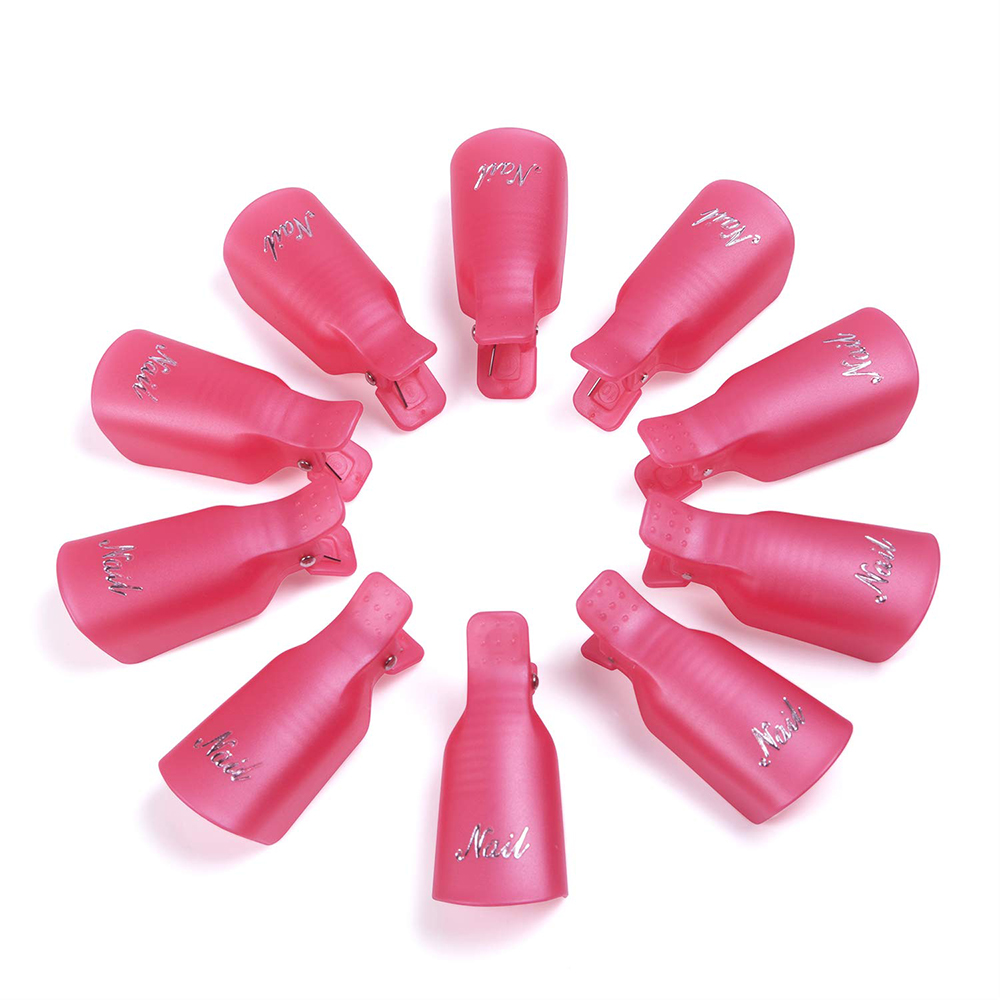 10 Pcs Plastic Nail Clip Nail Art Gel Polish Remover Soak Off Cleaner Cap Clip 8 Colours