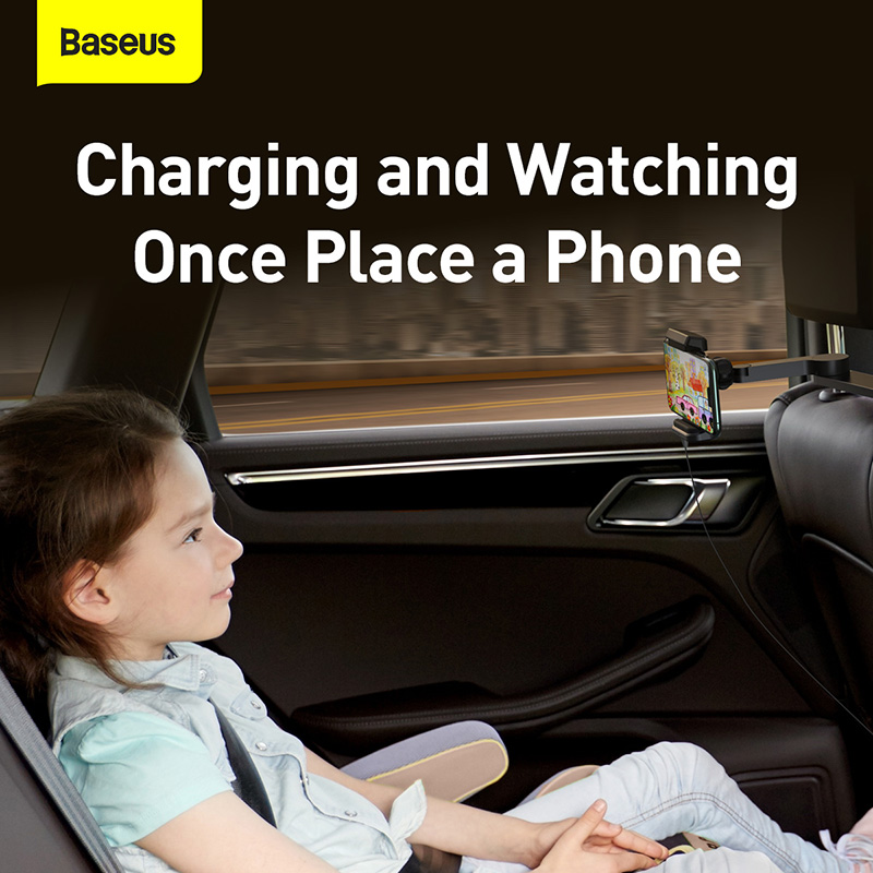 Baseus Backseat Car Phone Holder 15W Wireless Charging Support For 4.7-6.5 Inch Mobilephones 360° Rotation Auto Back Seat Stand