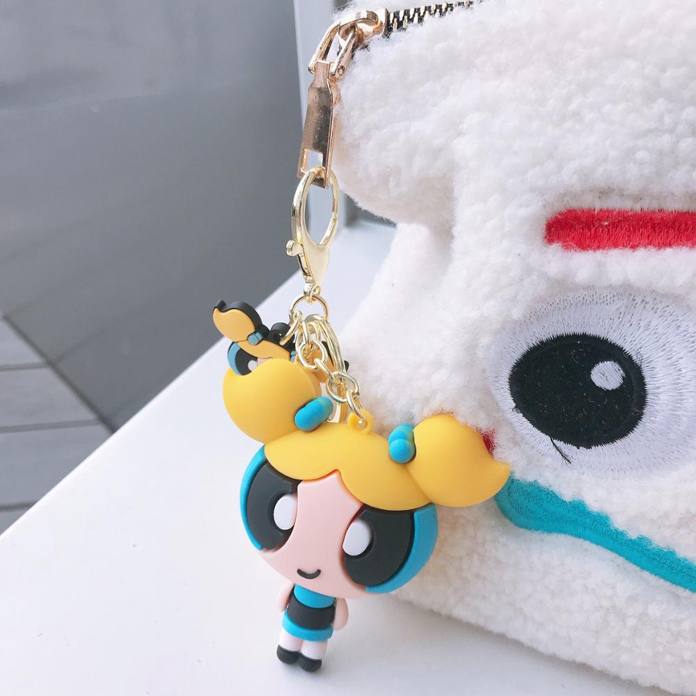 Cartoon Cute Keychains Accessories Character Cute Powerpuff Girl Key Chains Couple's Bag Pendant Creative Car Pendant Key Rings