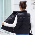 Autumn Winter Women's Solid Loose Vests Stand Collar Vest Jacket Cotton Padded Sleeveless Coat Windproof Warm Waistcoat