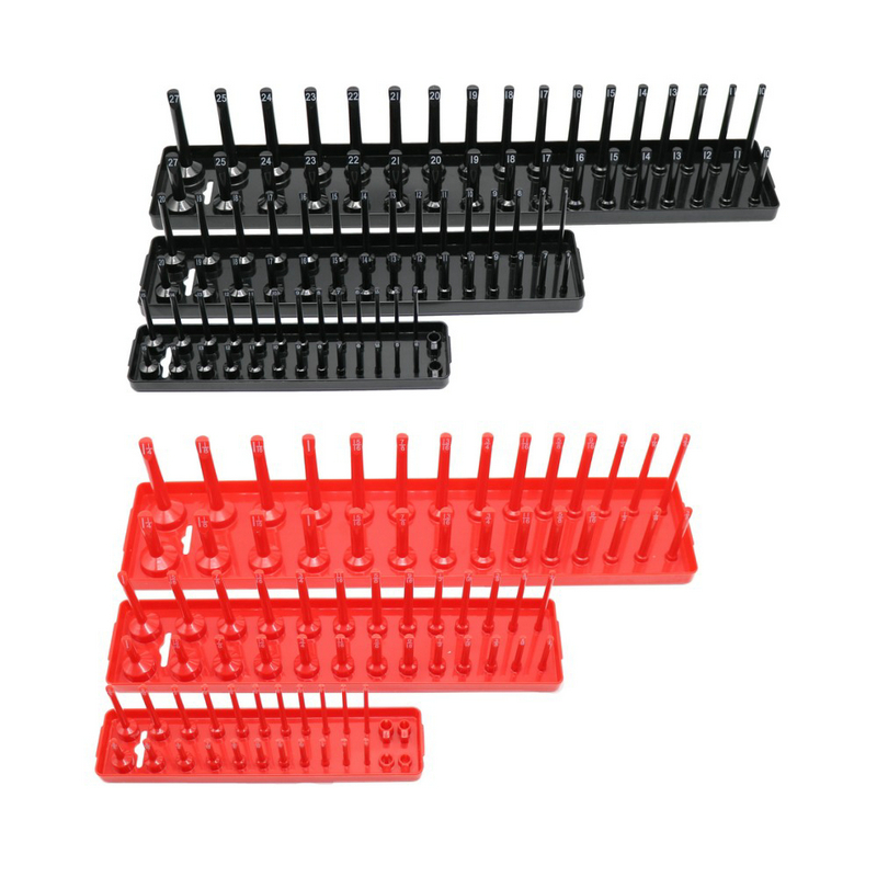 3/6PCS Set 1/4'' 3/8'' 1/2'' Socket Organizer Sleeve Holder Garage Storage Tool Metric SAE Plastic Home Tool Rack Tray Organizer