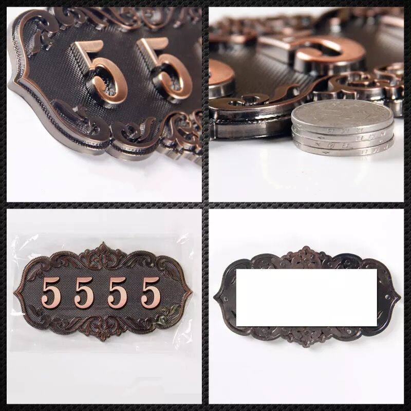 3 - 4 Digits paste classical european style house number pure card villa apartment door sign hotel number wholesale