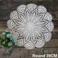 39CM Round Luxury Cotton Table Place Mat Cloth Lace Crochet Christmas Placemat Coaster Kitchen Wedding Doily Coaster Mat Pad