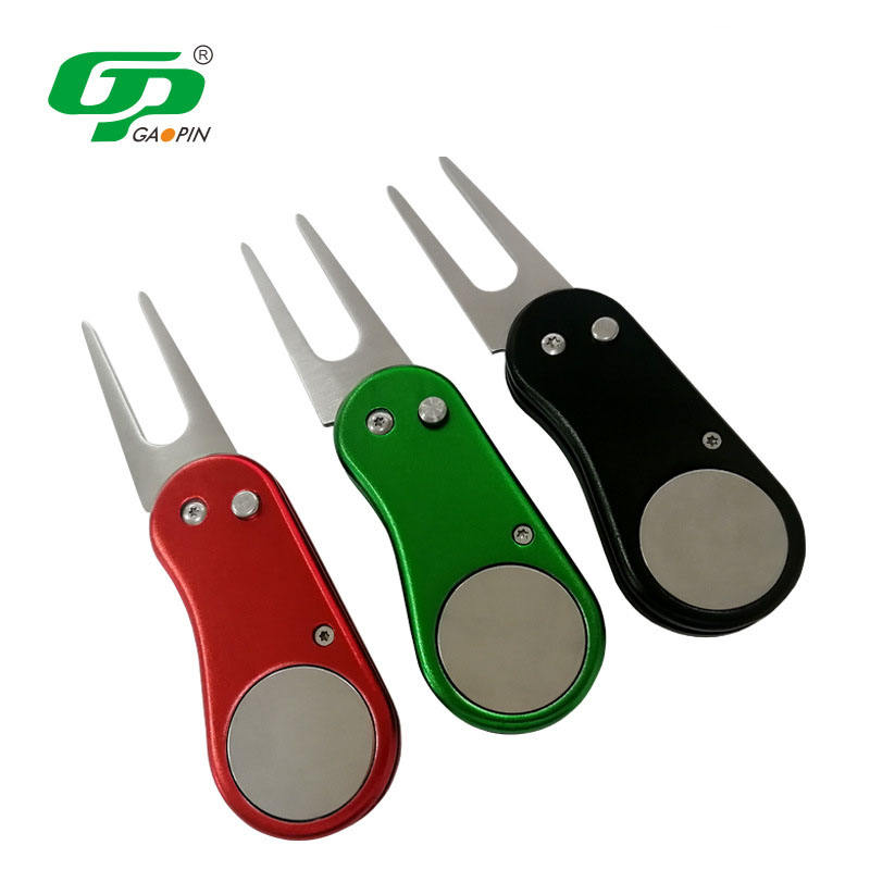 Best-Selling Custom Zinc Alloy Switchblade Divot Tool with Pop-up Ball Marker Button Portable Golf Repair Tool Gift Sport