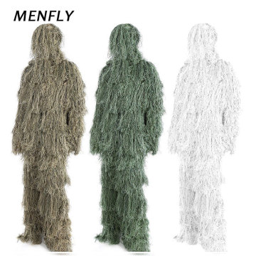 MENFLY White Jungle Desert Ghillie Suit Outdoor Woodland Secret Hunting Suit Men's Training Field CS Camouflage Geely Suits