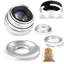 Silver Mini 35mm f/1.6 APS-C CCTV Lens+adapter ring+2 Macro Ring+lens hood for SONY NEX E-Mount Mirroless Camera