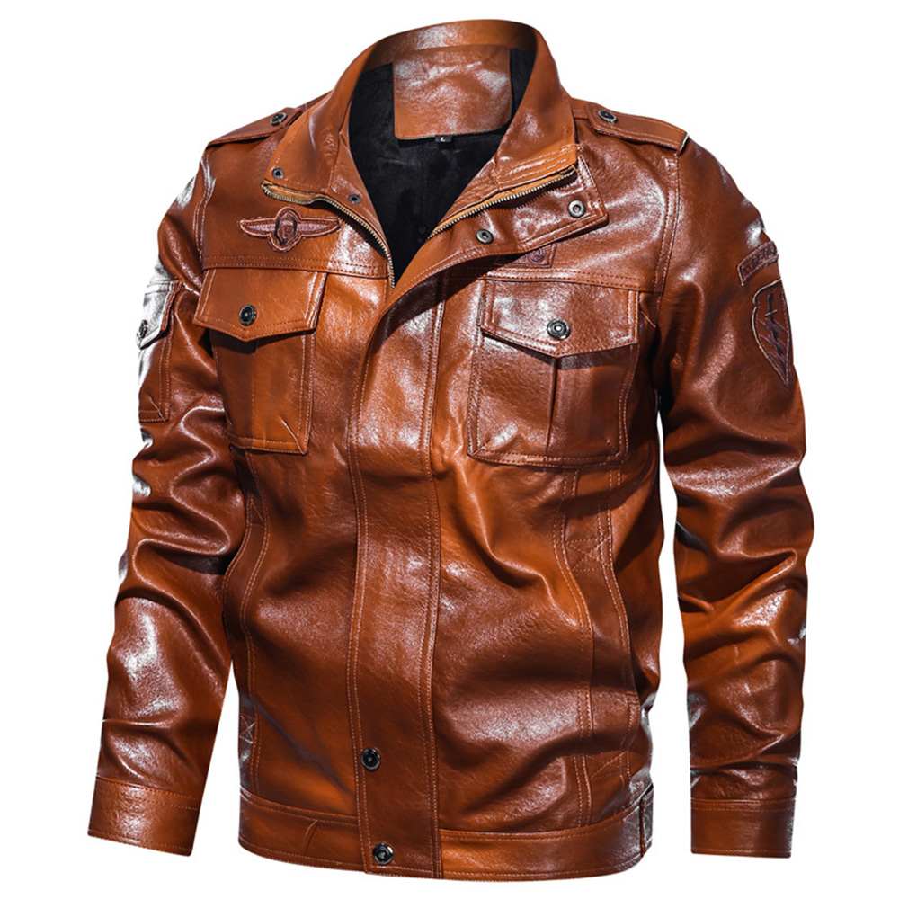 Faux Leather Jacket Men Vintage Motorcycle Jacket Autumn Fashion Biker Coat Zipper Lapel Collar Mens Jackets Plus Size 4XL 2020