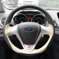 Shining wheat Hand-stitched Car Steering Wheel Cover for Ford Fiesta 2008-2017 EcoSport 2014-2017