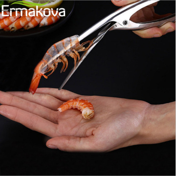 ERMAKOVA Shrimp Prawn Peeler Stainless Steel Prawn Deveiner Peel Device Creative Kitchen Cooking Seafood Tools Kitchen Gadgets