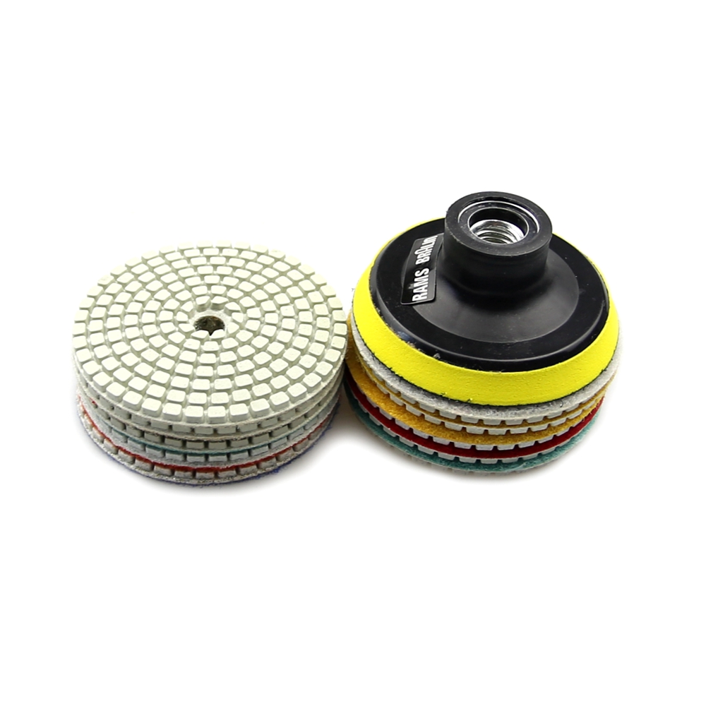 10 + 1 pcs 3"/80mm Diamond Flexible Wet Polishing Disc + Holder for Marble Stone Ceramic Granite Tile Concrete Grinding