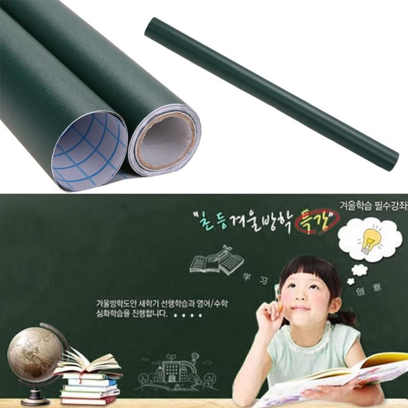PVC Waterproof Blackboard Sticker Movable Child Graffiti Writing Board Paster Classroom Teaching Green Black Board with 5 Chalks