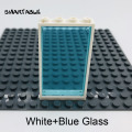 White with blue glas