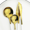 4Pcs Black Dinnerware Set Dessert Spoon Flatware Set Stainless Steel Tableware Mirror Kitchen Gold Cutlery Silverware Set