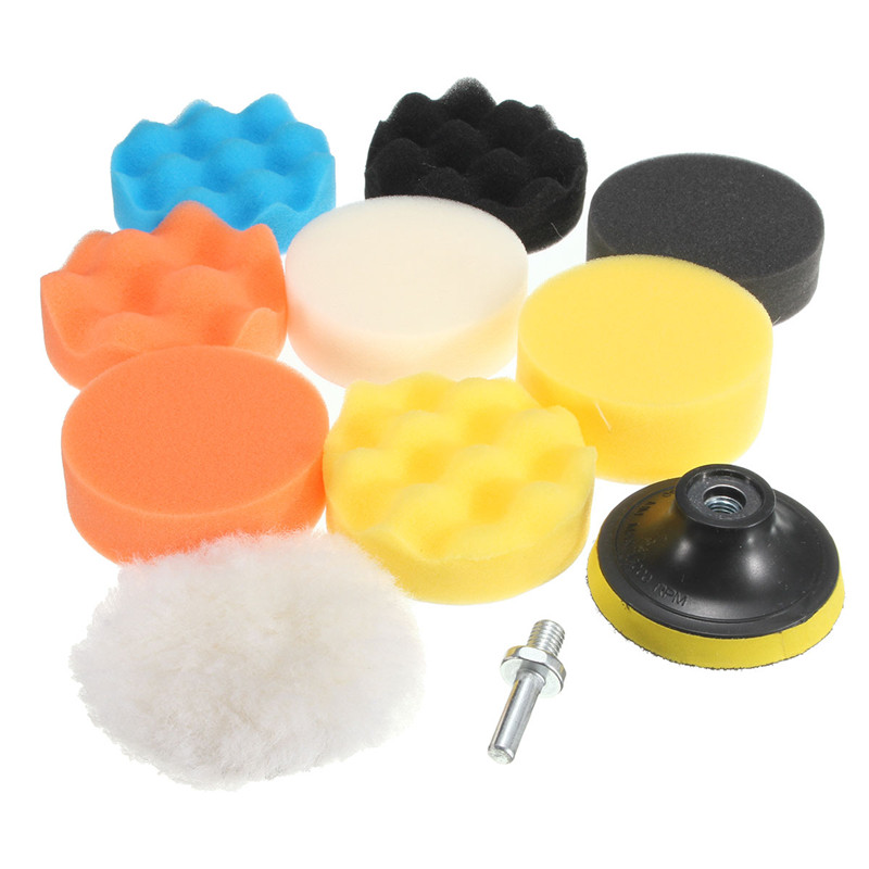 11Pcs/Set 3inch/80mm 4inch/100mm Buffing Pad Polishing Pad Kit For Car Polisher Pads M10 Drill Adapter Thread Abrasive Tools