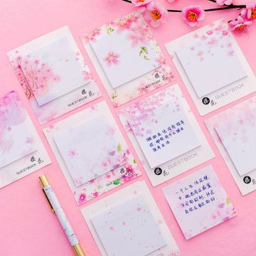 Fresh Cherry Sakura Natural Memo Pad Sticky Notes Check List School Office Supplies Label Student Stationery