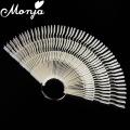 Monja 150pcs Nail Art Fan Shape Display Natural Chart Gel Polish Coloring Sample Practice Training Nails With Removable Ring