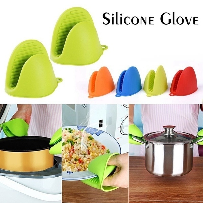 Kitchen Cooking Microwave Oven Mitt Insulated Non-slip Silicone Gloves Oven Heat Insulated Finger Gloves
