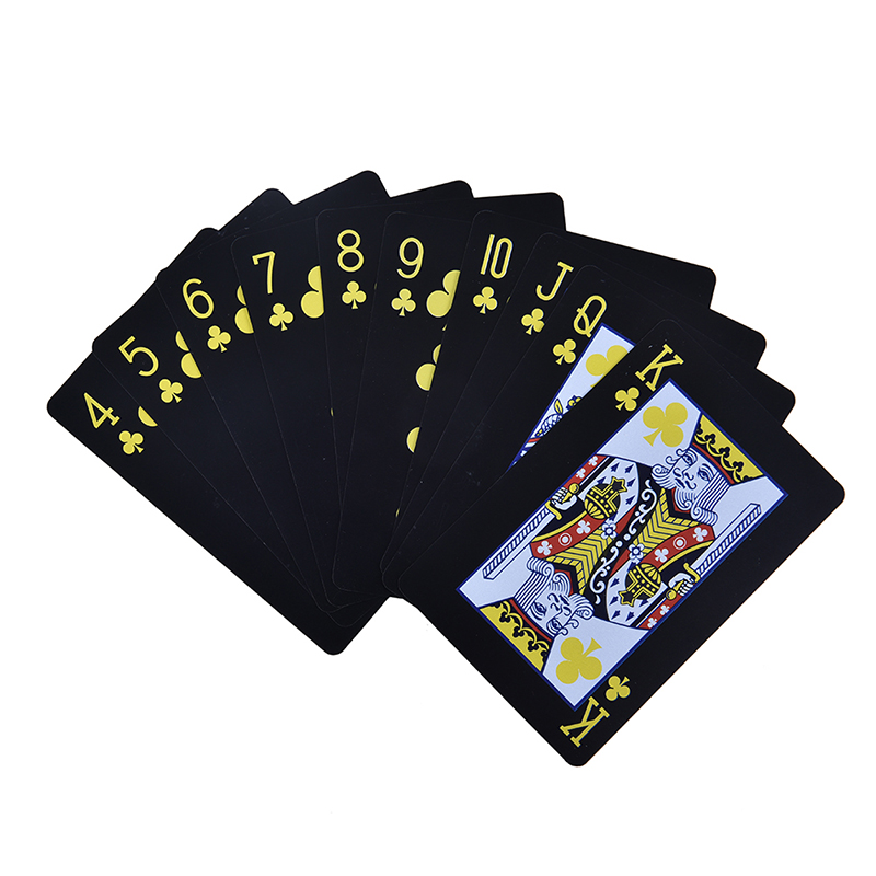 1x Waterproof PVC Plastic Playing Cards Poker Classic Magic Tricks Tool Pure Black Magic Box-packed Drop Shipping