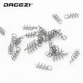 DAGEZI 50pcs/lot Spring Lock Pin Crank Hook Fishing Connector Stainless Steel Swivels & Snap Soft Bait Fishing Accessories pesca