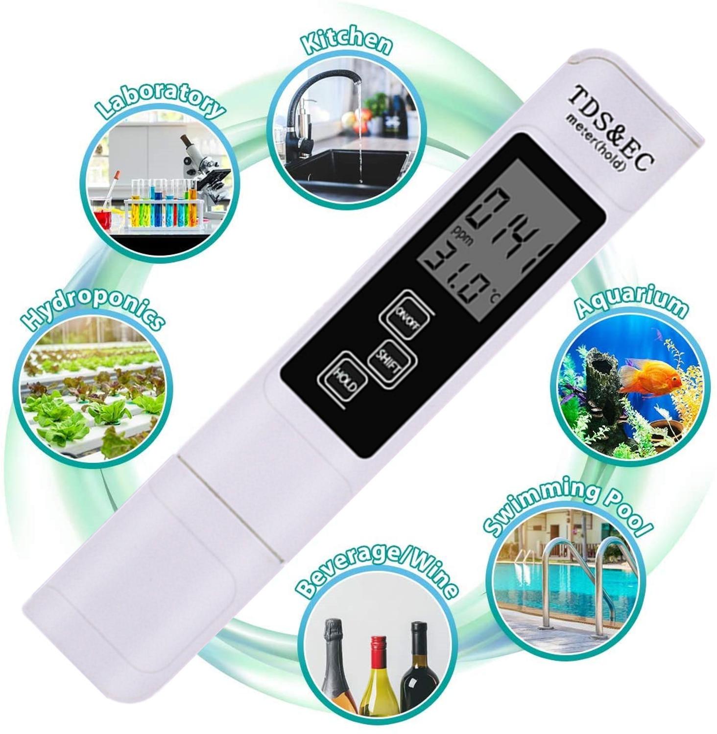 Digital PH EC TDS Tester Temperature PH Meter Pen Water Purity PPM Filter Hydroponic for Aquarium Pool Water Monitor 48%off