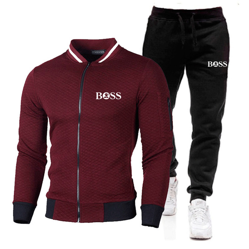 Men Casual Sets 2020 Winter New Brand Splice Jogger Tracksuit Zipper Hoodies+Pants 2PC Sets Men's Sportswear Sport Suit Clothing